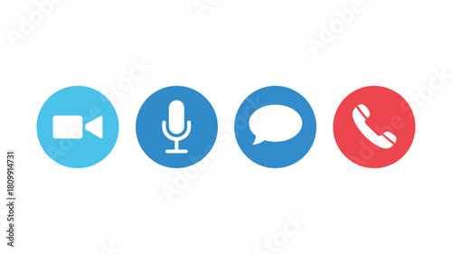 Essential communication control icons for modern video conferencing, online meetings, virtual calls, digital collaboration, and remote work environments.