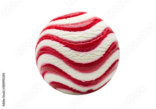 Scoop of swirled chocolate and vanilla ice cream isolated on transparent background