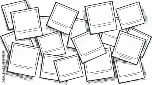 Collection of blank photo frames in a modern vector style for creative design and collage projects
