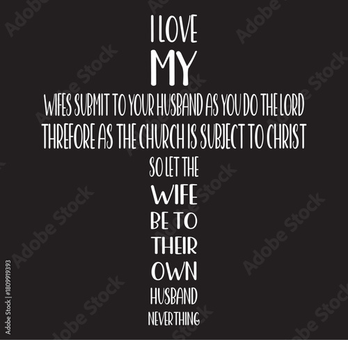 Heartfelt i love my husband message with a christian cross silhouette design
