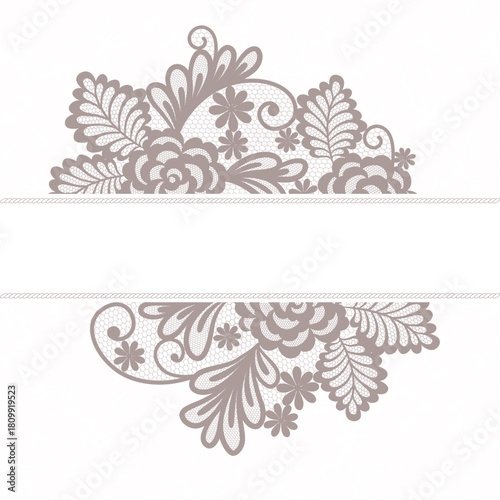 lace floral card. Invitation with lace flowers