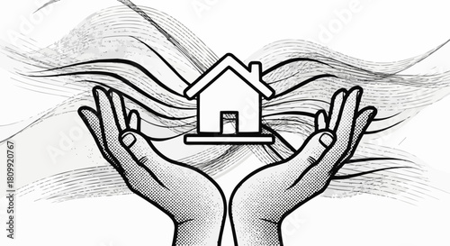 Hands Holding a House - Protection and Security Concept.
