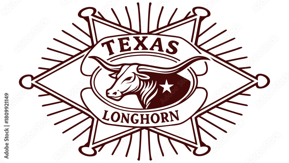 Fototapeta premium Retro Texas longhorn badge