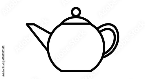 Teapot Icon – Tea Kettle Outline, Hot Beverage Symbol for Kitchen or Café