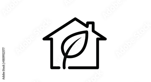 Eco-Friendly House Icon: Green Home and Sustainability Symbol