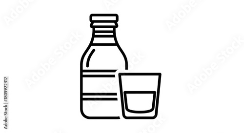 Alcohol Bottle and Shot Glass Icon: Spirits and Barware