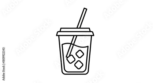 Iced Drink Cup Icon: Refreshing Beverage Symbol