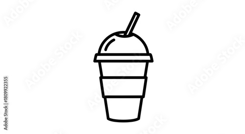 Takeaway Smoothie Cup Icon: Cold Beverage with Straw