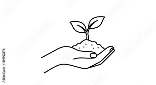 Hand Holding Sprout Icon: Growth and Environmental Care