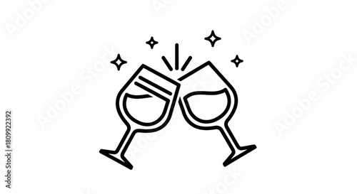 Clinking Wine Glasses Icon: Toast & Celebration Vector Art