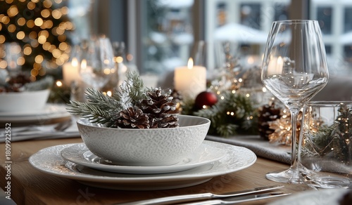 Festive Dining Setup With Elegant Decor and Warm Holiday Ambiance in a Cozy S...