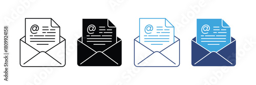 Email message in envelope icon set. mail icon set. vector illustration