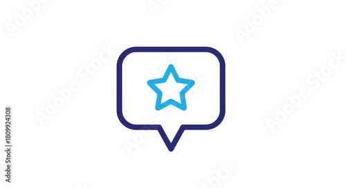 Blue speech bubble with a star inside