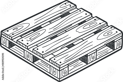 Outline vector illustration of a wooden pallet designed for industrial and logistics applications