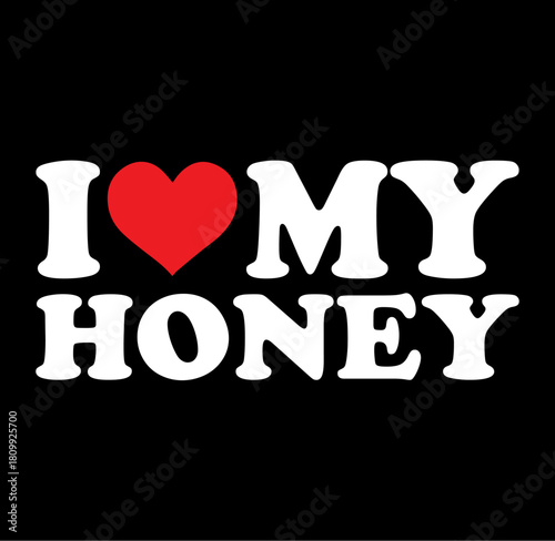 A charming silhouette design expressing a love for honey featuring a bee and honeycomb elements perfect for sweet themed branding and products