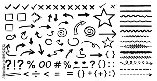 Hand drawn doodle elements set collection vector