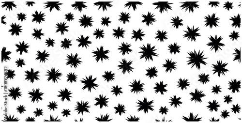 Black splatter pattern on white background abstract design