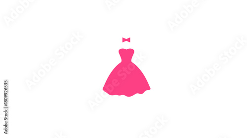 Elegant Pink Strapless Gown Graphic with Bow. Beautiful Formal Dress Icon, perfect for fashion, party, or wedding designs.