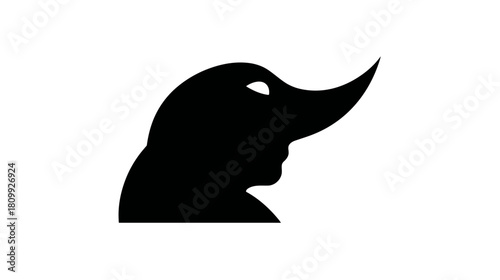 Classic optical illusion silhouette featuring an ambiguous duck or rabbit head. Visual perception and psychological concept.