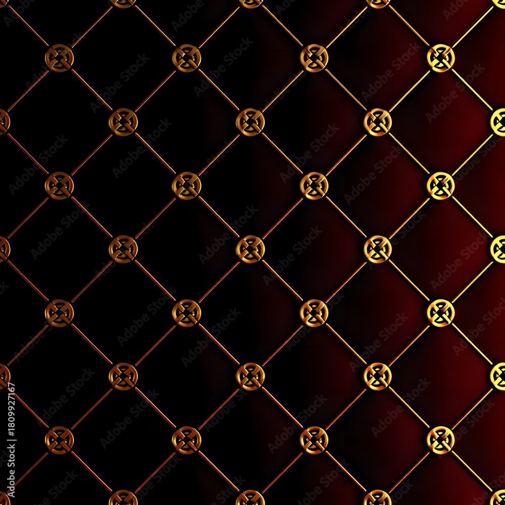 Fototapeta premium Ornate gold diamond pattern with dark red background and subtle texture
