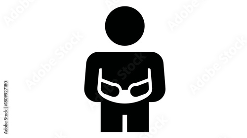 Black silhouette of a person holding a protective face mask, symbolizing health safety, virus prevention, and pandemic awareness.