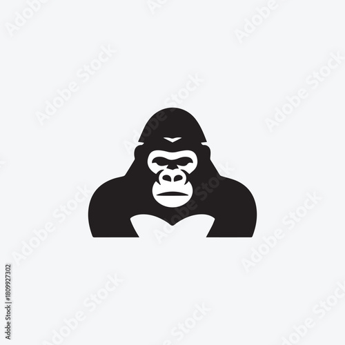 Gorilla Head and Chest Silhouette Logo Vector Design