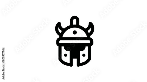 Viking Horned Helmet Icon. Ancient Warrior Headgear Symbol for History, Mythology, and Medieval Themes.