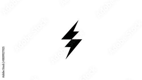 Stylized black lightning bolt icon representing speed, power, energy, and electricity. Modern graphic symbol isolated on white.
