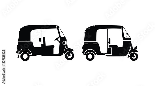 A set of auto rickshaw  silhouette vector art illustration