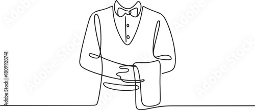 Continuous line design of waiters uniform. Single line decorative element drawn. one line Icon drawing with white background
