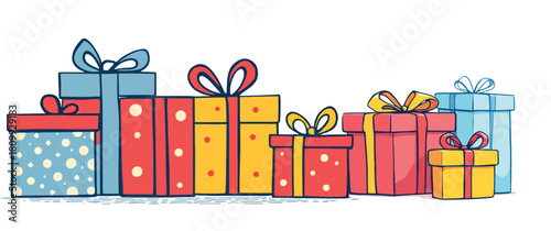 Vsai row of colorful gifts and presents illustration
