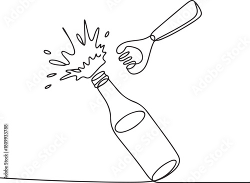 Minimalist Continuous Line Art Bottle Opener with Splash