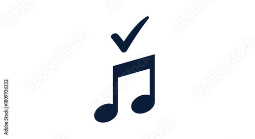 Dark blue musical note with a checkmark