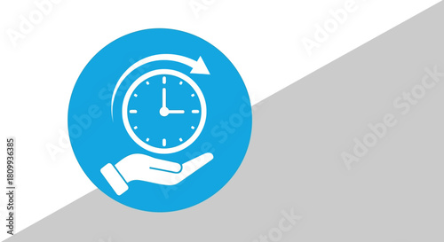Blue circle with clock and hand