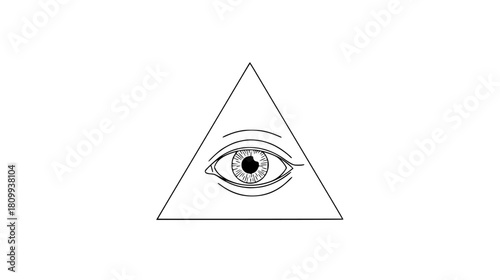 Intriguing all seeing eye within a triangle, spiritual concept, perfect for design projects, minimalist art, and symbolic imagery