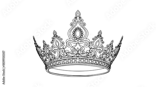 Ornate crown illustration for royalty, elegance, and design projects, a perfect touch of regal style for invitations and graphics