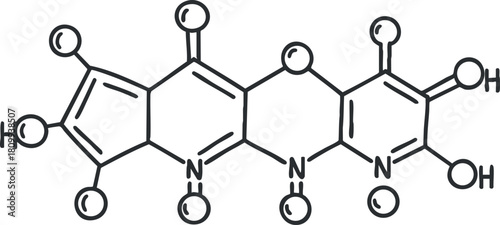 Detailed vector illustration of a complex organic molecule structure suitable for educational and scientific purposes