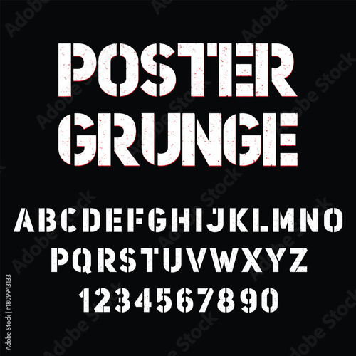 "Poster Grunge is a bold stencil grunge vector font with rugged textures and distressed edges, perfect for posters, street art, branding, album covers, and edgy creative projects."