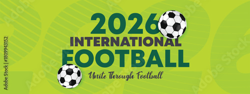 2026 International Football League Banner with Bright Neon Green Style