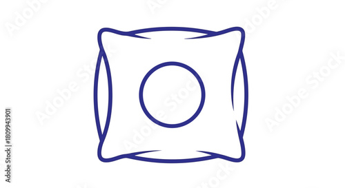 Blue pillow with a circular hole