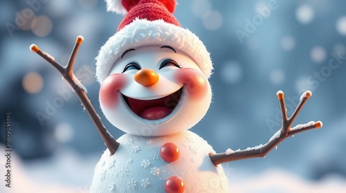 Cheerful snowman illustration for holiday designs
