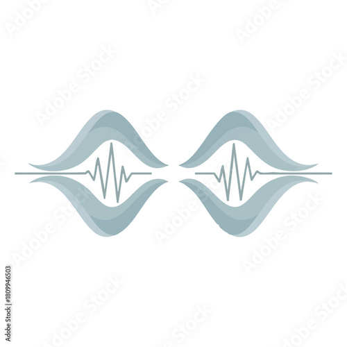 Minimalist paired breathing wave curves forming calm symmetric ASMR pattern on a clean white background for quiet soothing relaxation visuals
