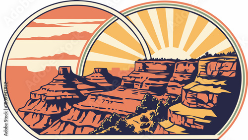 Grand Canyon retro sunrise badge
