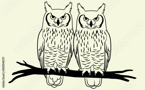 Majestic great horned owl illustration in flight