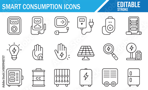 Editable stroke icons for electricity tracking and efficiency