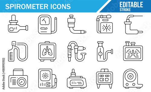 Line-style spirometer and lung function measurement symbols