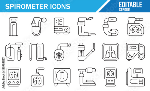 Editable spirometry device outline icons for respiratory testing