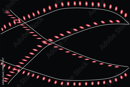 Abstract Red Light Trails with Particle Pattern on Dark Background
