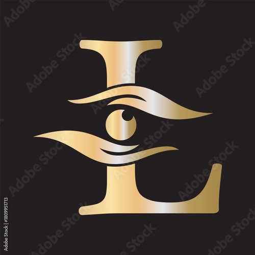 Initial Letter L Charity Logo Combine with Hand and Eye Symbol