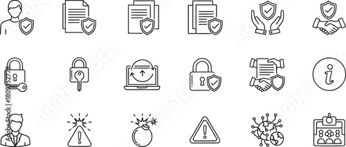 Hand drawn security and protection icon set collection